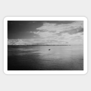 Lonely Boat on Mighty Amazonn River Shot on Film Sticker